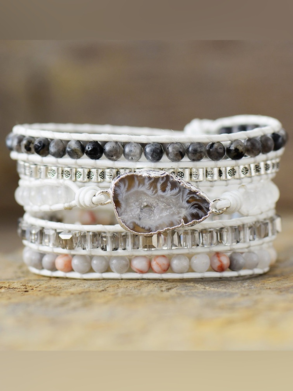 💜Hello Gorgeous! Natural Stone Layered Bracelet- White